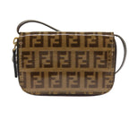 FENDI Zucchino Canvas Shoulder Wallet Enamel Brown54463