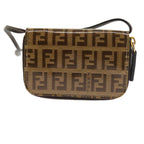 FENDI Zucchino Canvas Shoulder Wallet Enamel Brown54463