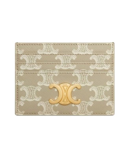 CELINE Logo Triomphe Canvas Card Wallet Grege