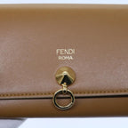 FENDI Chain Shoulder Long Wallet Leather Yellow Brown54537