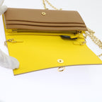 FENDI Chain Shoulder Long Wallet Leather Yellow Brown54537