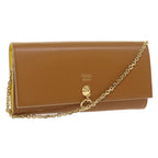 FENDI Chain Shoulder Long Wallet Leather Yellow Brown54537