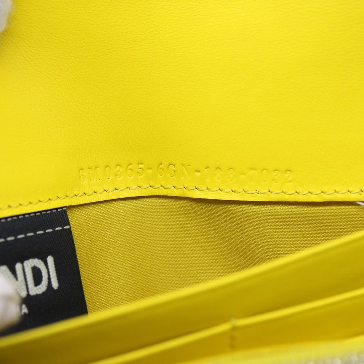 FENDI Chain Shoulder Long Wallet Leather Yellow Brown54537