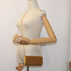 FENDI Chain Shoulder Long Wallet Leather Yellow Brown54537