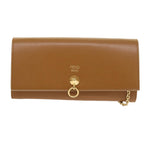 FENDI Chain Shoulder Long Wallet Leather Yellow Brown54537