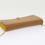 FENDI Chain Shoulder Long Wallet Leather Yellow Brown54537