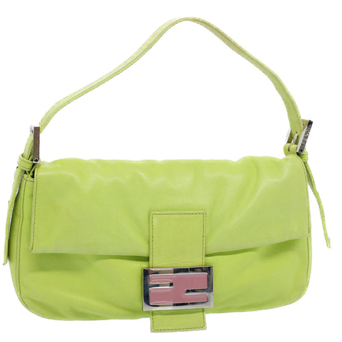 FENDI Mamma bucket Shoulder Bag Leather Green 2318 26424 00854704
