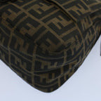 FENDI Zucca Canvas Mamma Baguette Shoulder Bag Black Brown54707