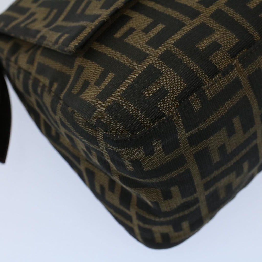 FENDI Zucca Canvas Mamma Baguette Shoulder Bag Black Brown54707