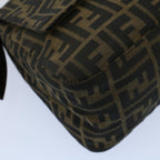 FENDI Zucca Canvas Mamma Baguette Shoulder Bag Black Brown54707