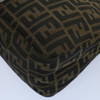 FENDI Zucca Canvas Mamma Baguette Shoulder Bag Black Brown54707