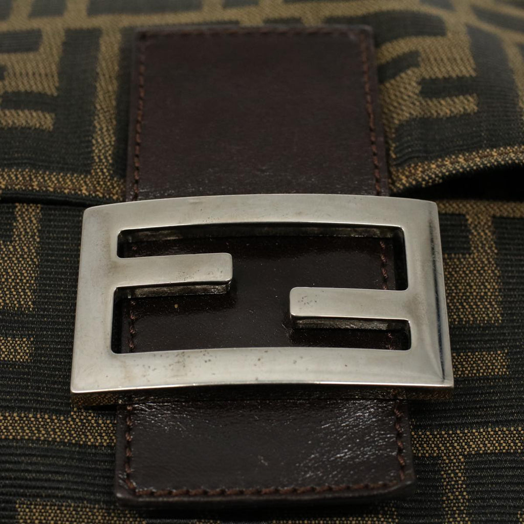 FENDI Zucca Canvas Mamma Baguette Shoulder Bag Black Brown54707