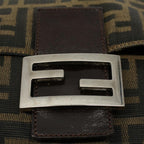 FENDI Zucca Canvas Mamma Baguette Shoulder Bag Black Brown54707