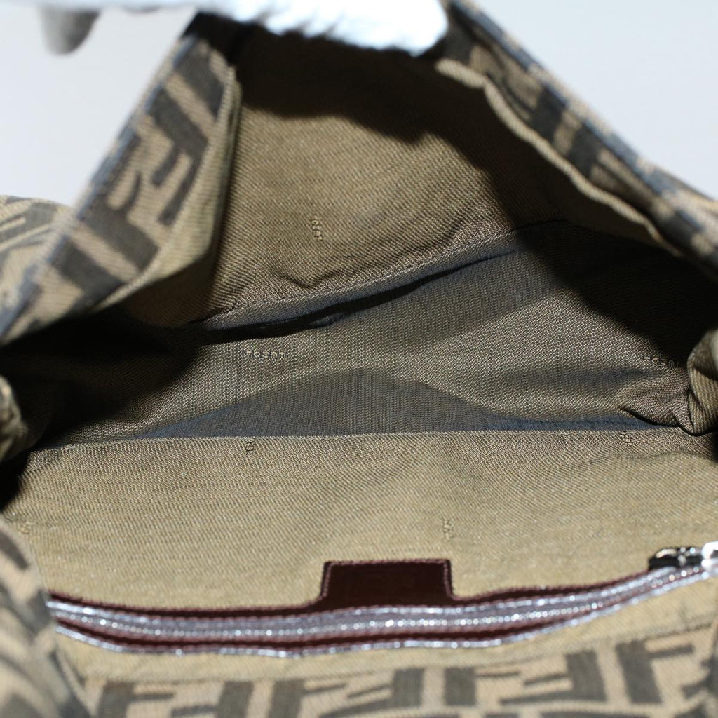 FENDI Zucca Canvas Mamma Baguette Shoulder Bag Black Brown54707