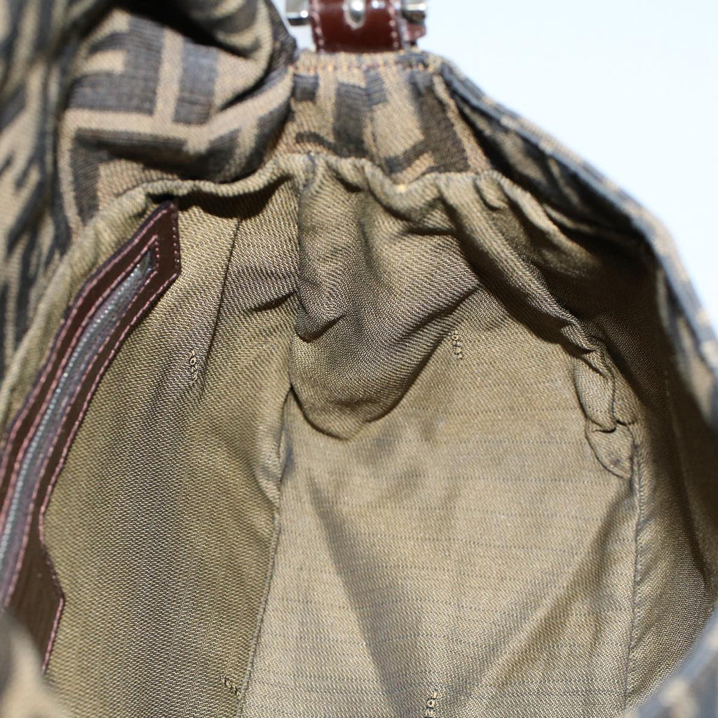 FENDI Zucca Canvas Mamma Baguette Shoulder Bag Black Brown54707