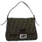 FENDI Zucca Canvas Mamma Baguette Shoulder Bag Black Brown54707