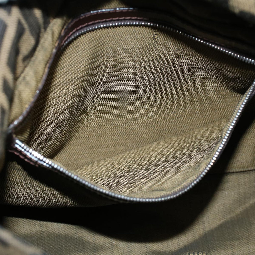 FENDI Zucca Canvas Mamma Baguette Shoulder Bag Black Brown54707