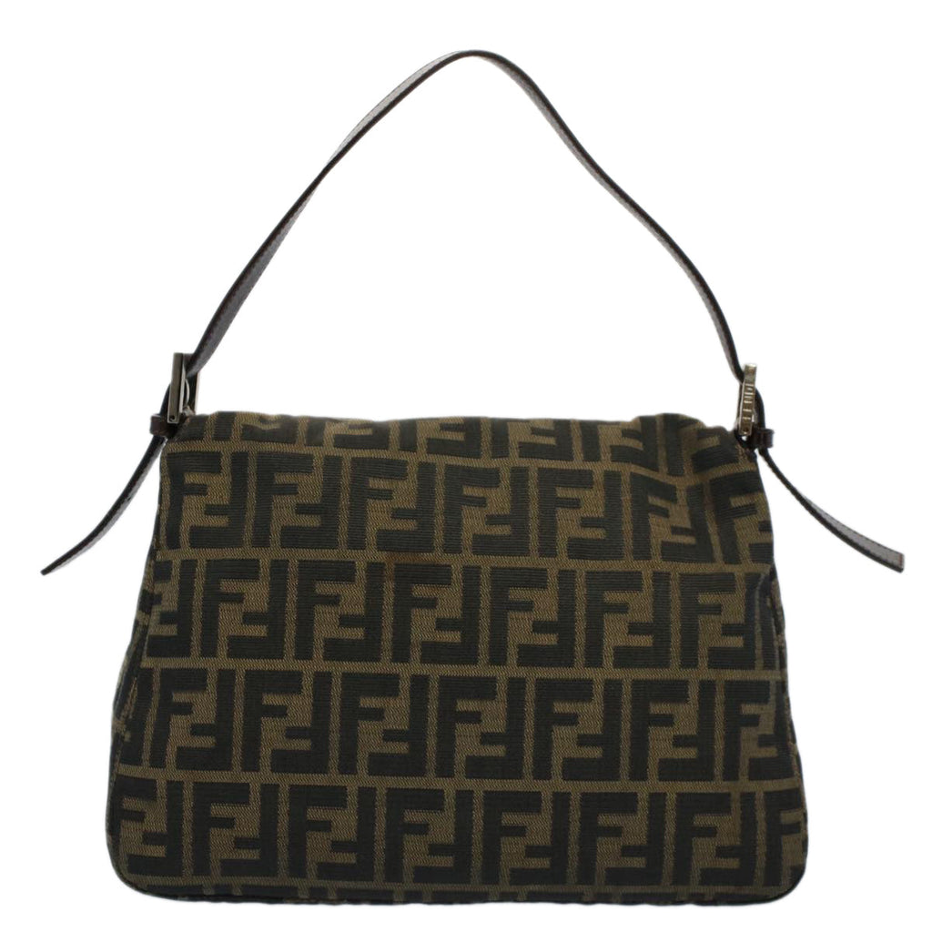 FENDI Zucca Canvas Mamma Baguette Shoulder Bag Black Brown54707