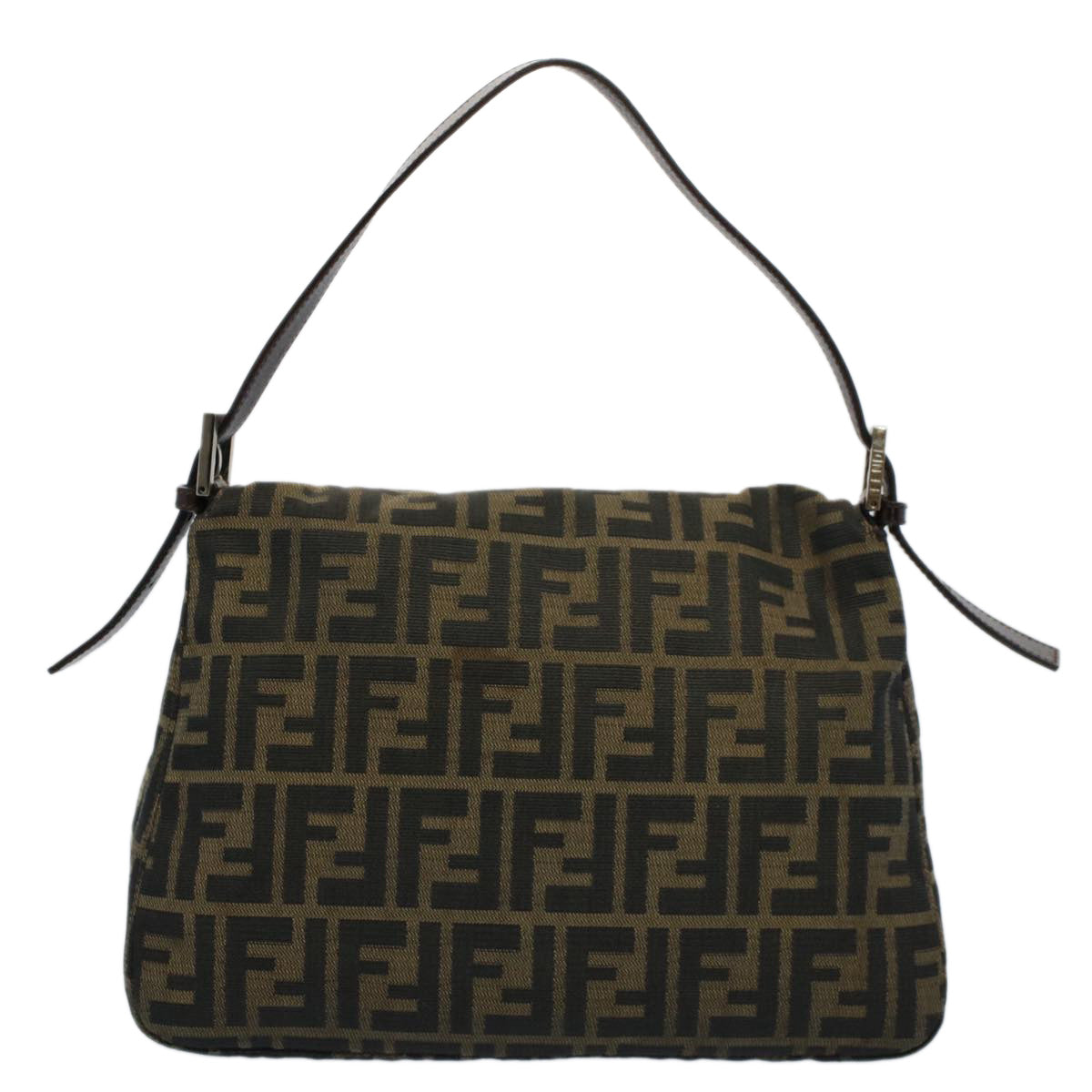FENDI Zucca Canvas Mamma Baguette Shoulder Bag Black Brown54707