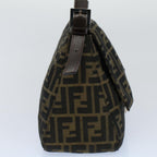 FENDI Zucca Canvas Mamma Baguette Shoulder Bag Black Brown54707