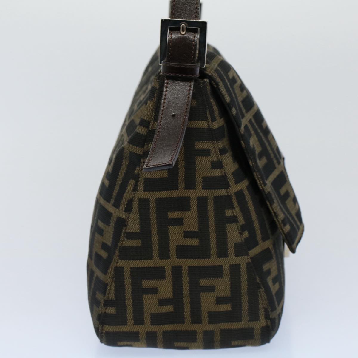 FENDI Zucca Canvas Mamma Baguette Shoulder Bag Black Brown54707