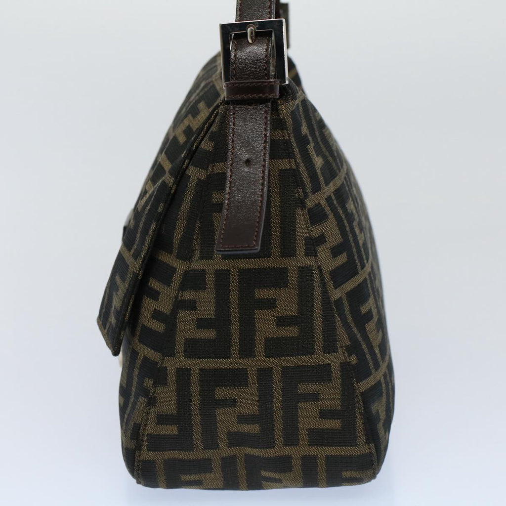 FENDI Zucca Canvas Mamma Baguette Shoulder Bag Black Brown54707