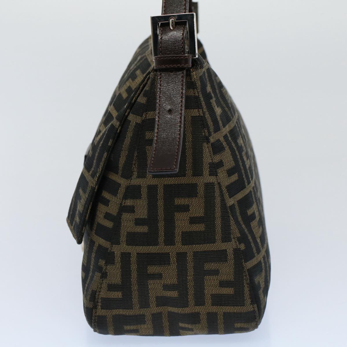 FENDI Zucca Canvas Mamma Baguette Shoulder Bag Black Brown54707