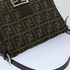 FENDI Zucca Canvas Mamma Baguette Shoulder Bag Black Brown54707
