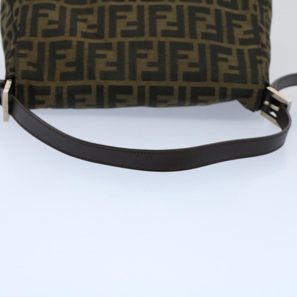 FENDI Zucca Canvas Mamma Baguette Shoulder Bag Black Brown54707