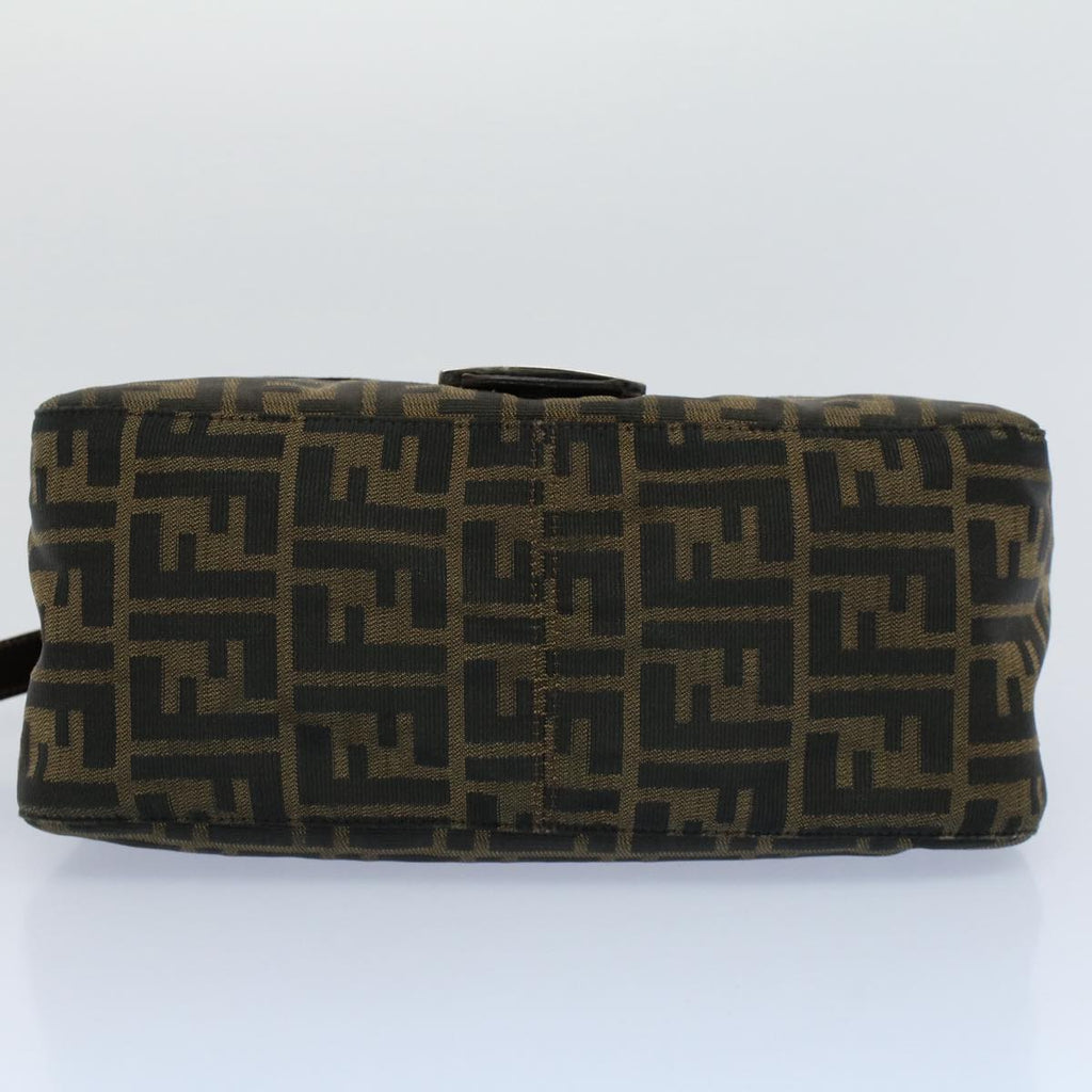 FENDI Zucca Canvas Mamma Baguette Shoulder Bag Black Brown54707