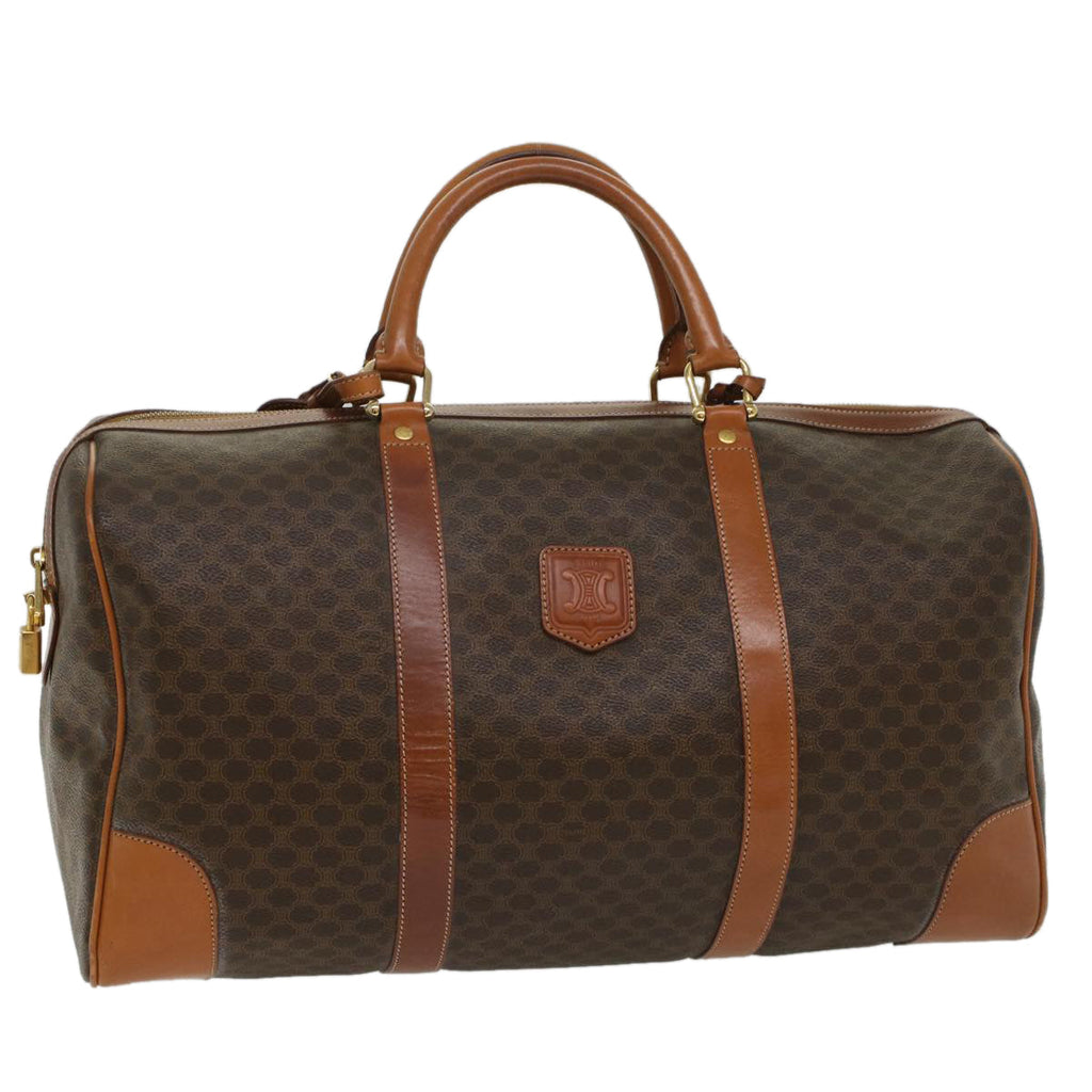 CELINE Macadam Canvas Boston Bag PVC Leather Brown  54715