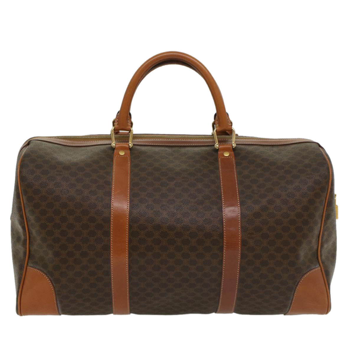 CELINE Macadam Canvas Boston Bag PVC Leather Brown  54715