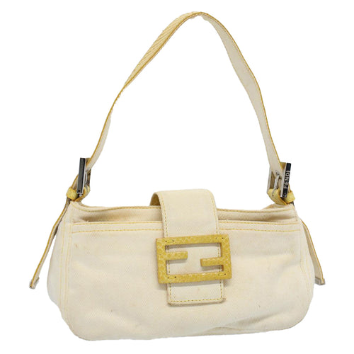 FENDI Mamma Baguette Shoulder Bag Canvas Beige Yellow54739