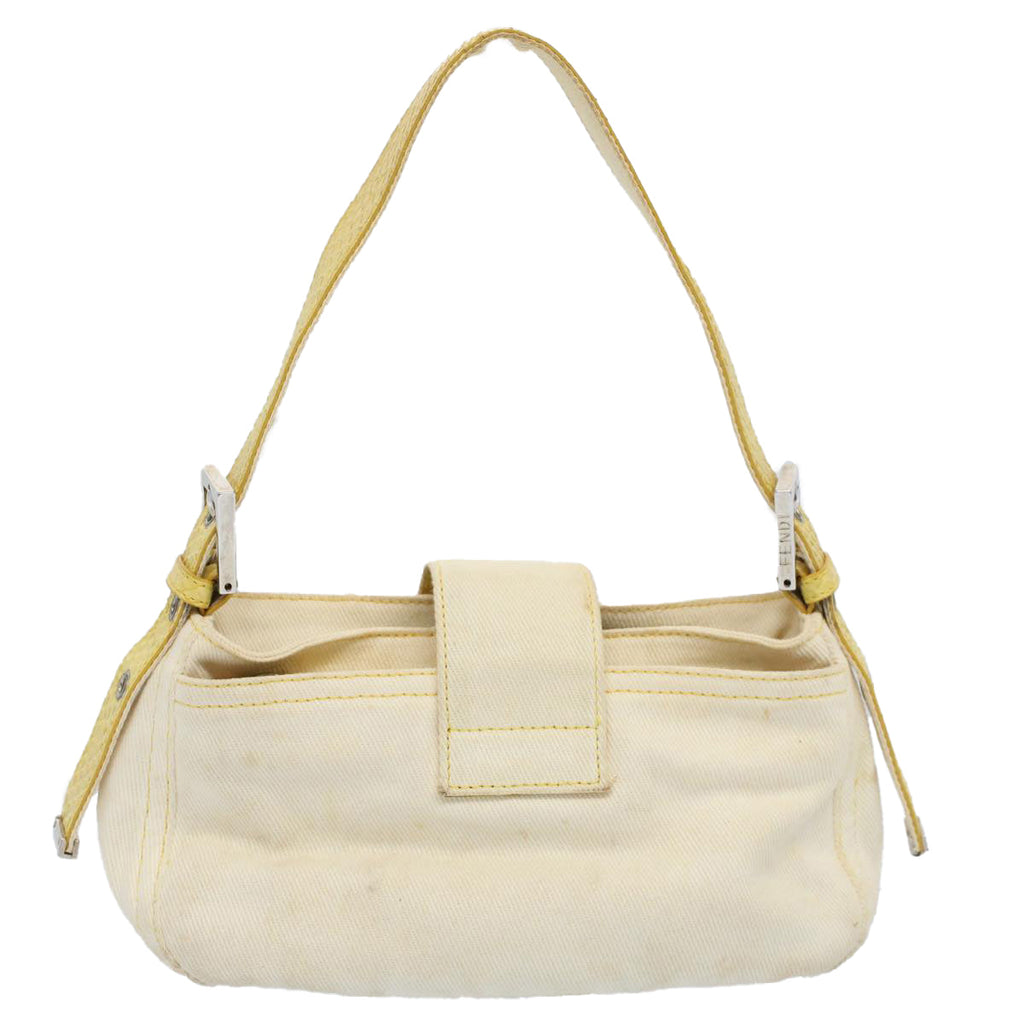 FENDI Mamma Baguette Shoulder Bag Canvas Beige Yellow54739