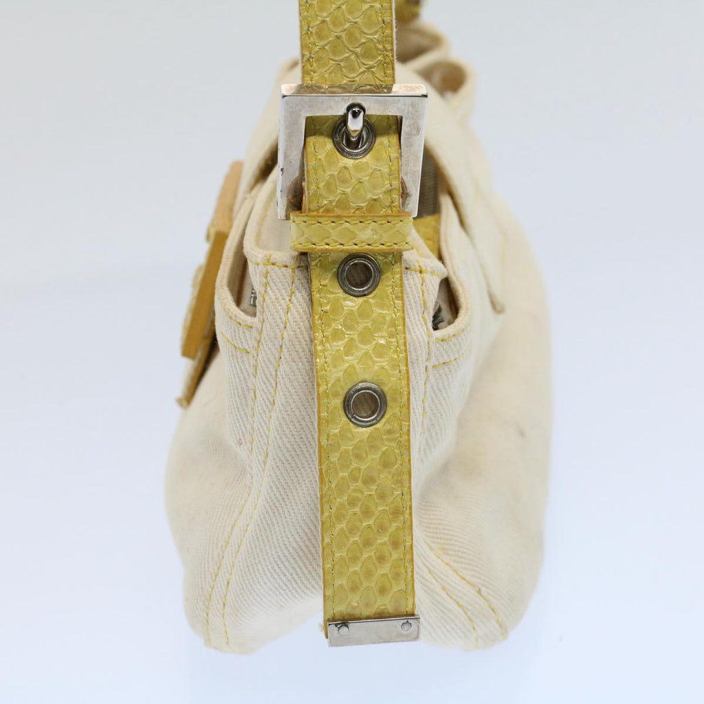 FENDI Mamma Baguette Shoulder Bag Canvas Beige Yellow54739