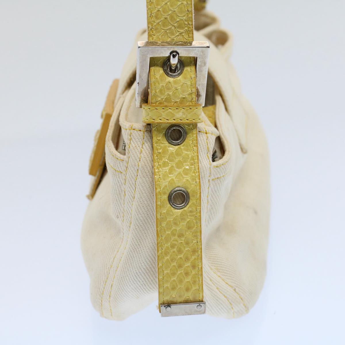 FENDI Mamma Baguette Shoulder Bag Canvas Beige Yellow54739