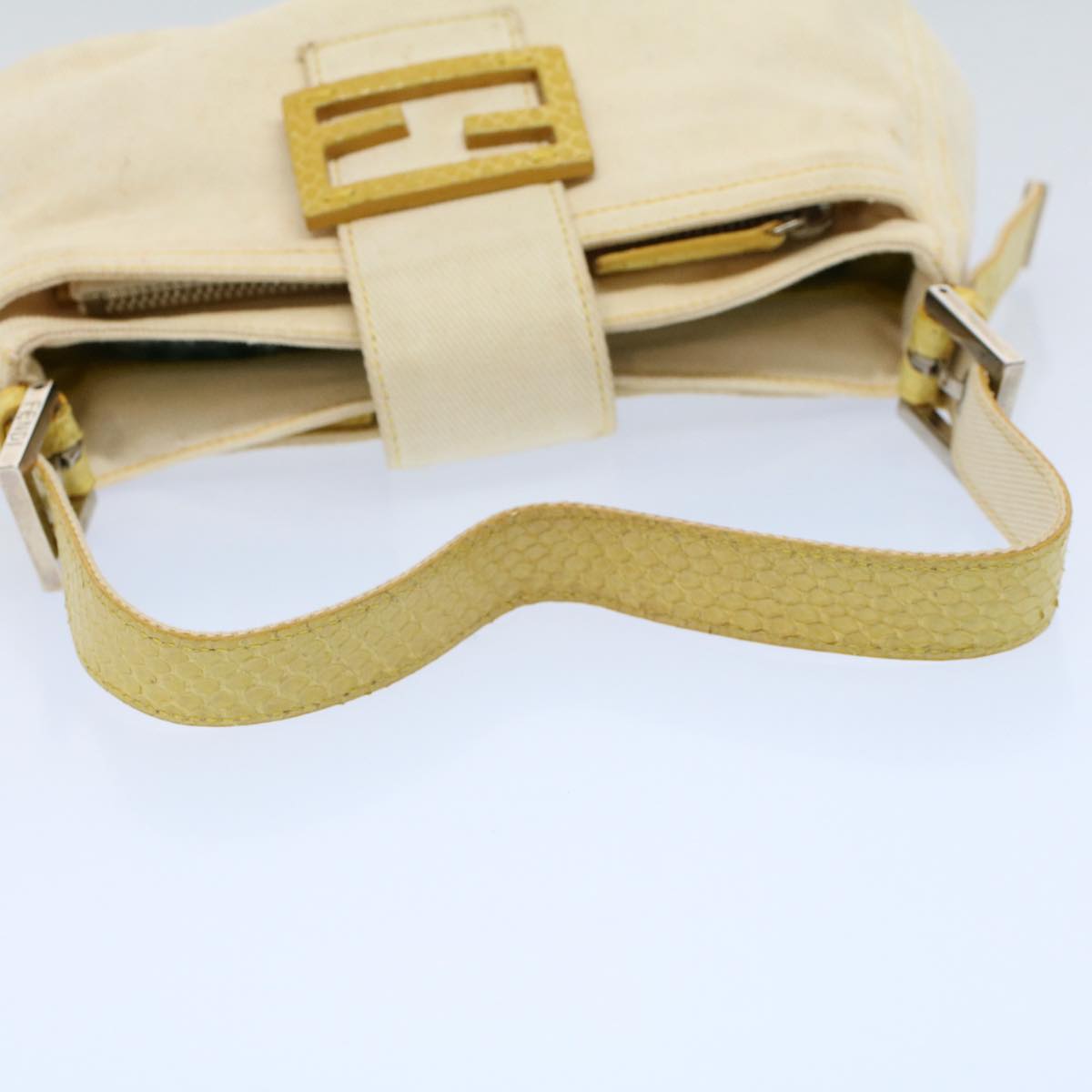 FENDI Mamma Baguette Shoulder Bag Canvas Beige Yellow54739