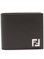 Fendi FF Square Leather Bi-Fold Half Wallet Brown