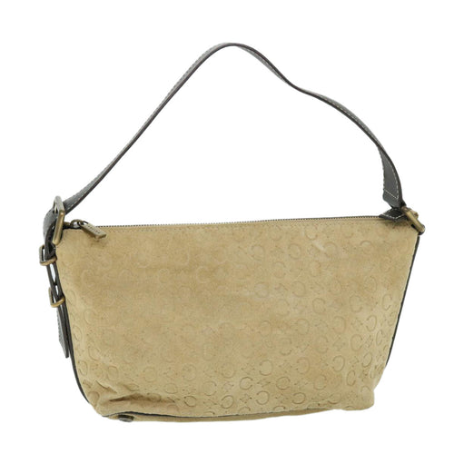 CELINE C Macadam Canvas Shoulder Bag Suede Beige  54789