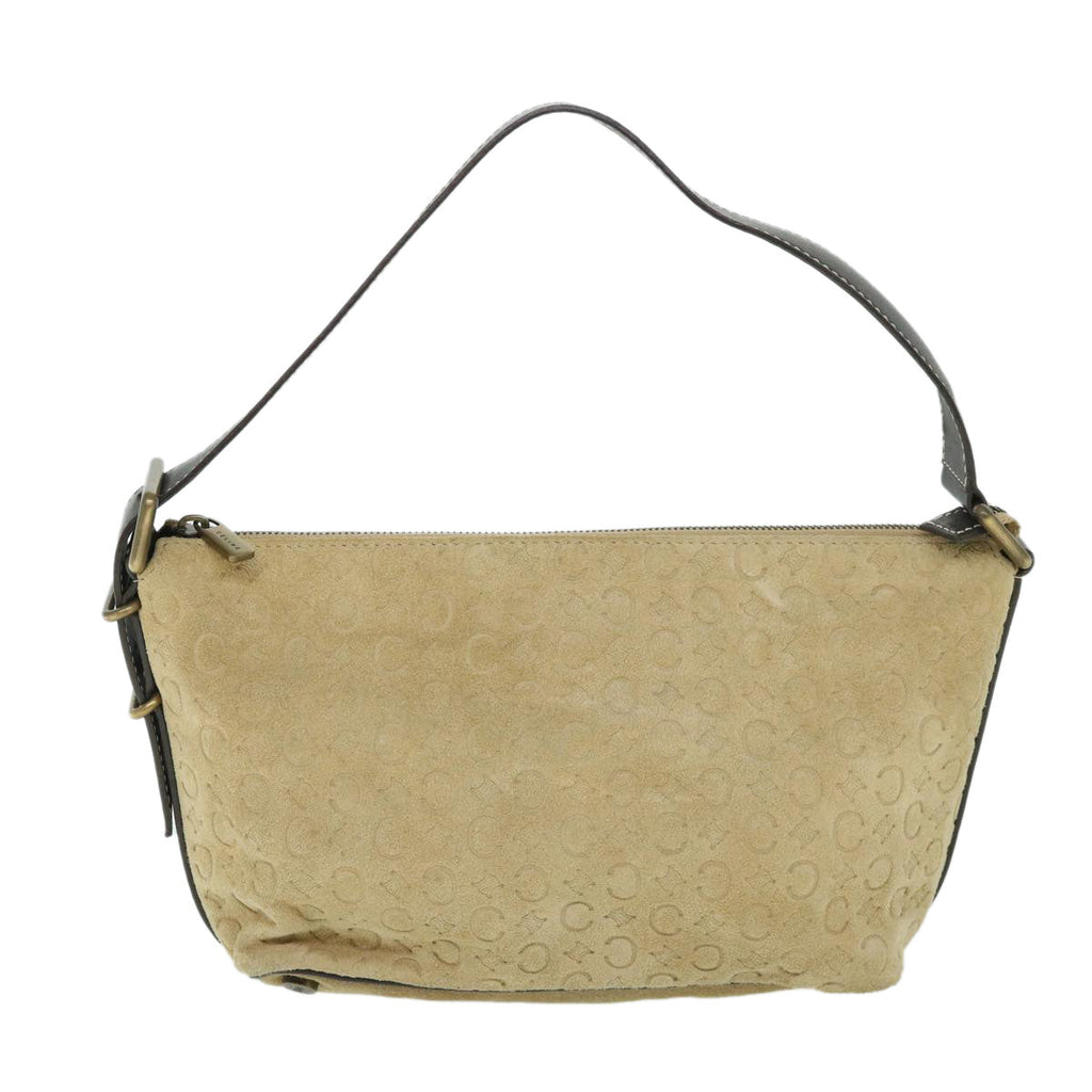 CELINE C Macadam Canvas Shoulder Bag Suede Beige  54789