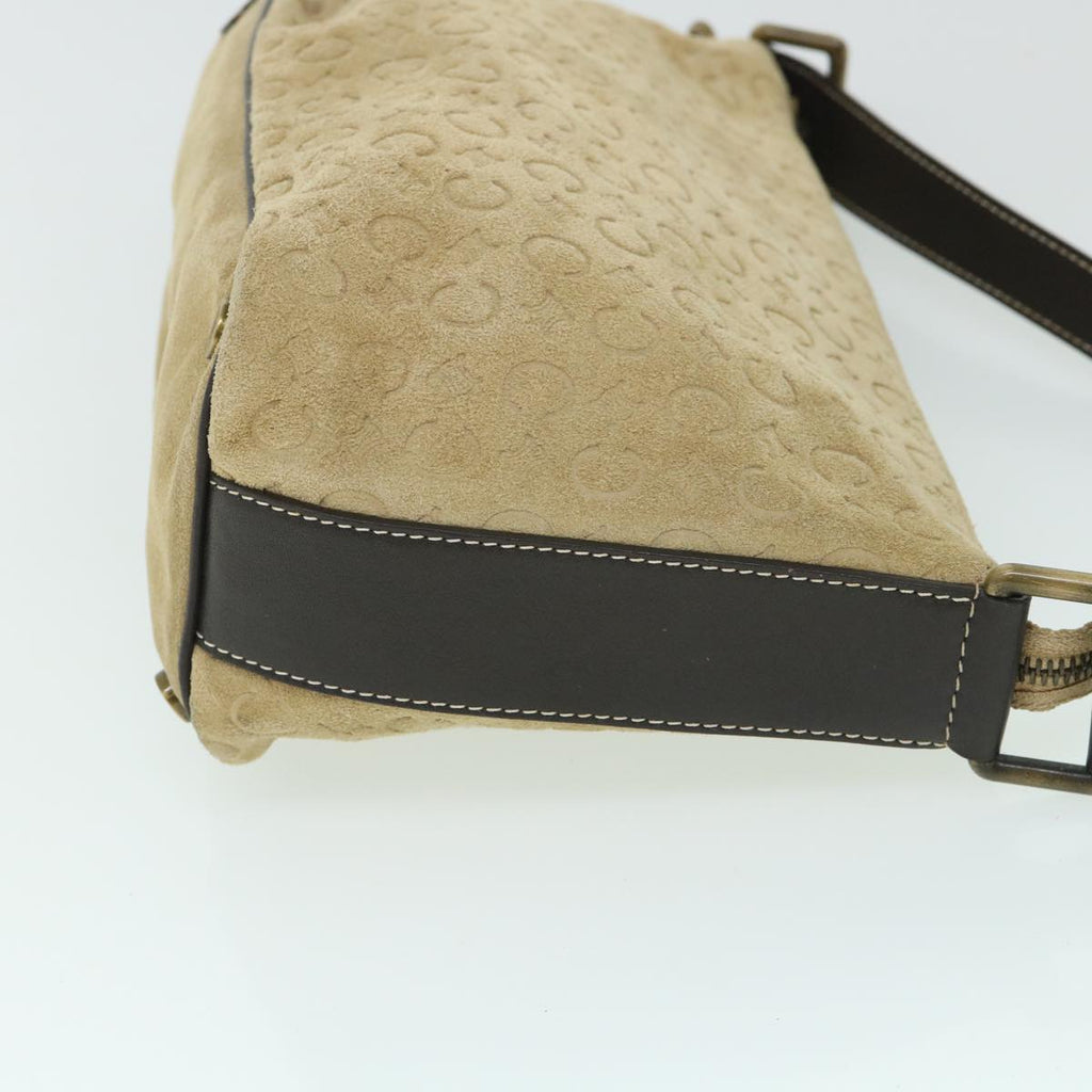 CELINE C Macadam Canvas Shoulder Bag Suede Beige  54789