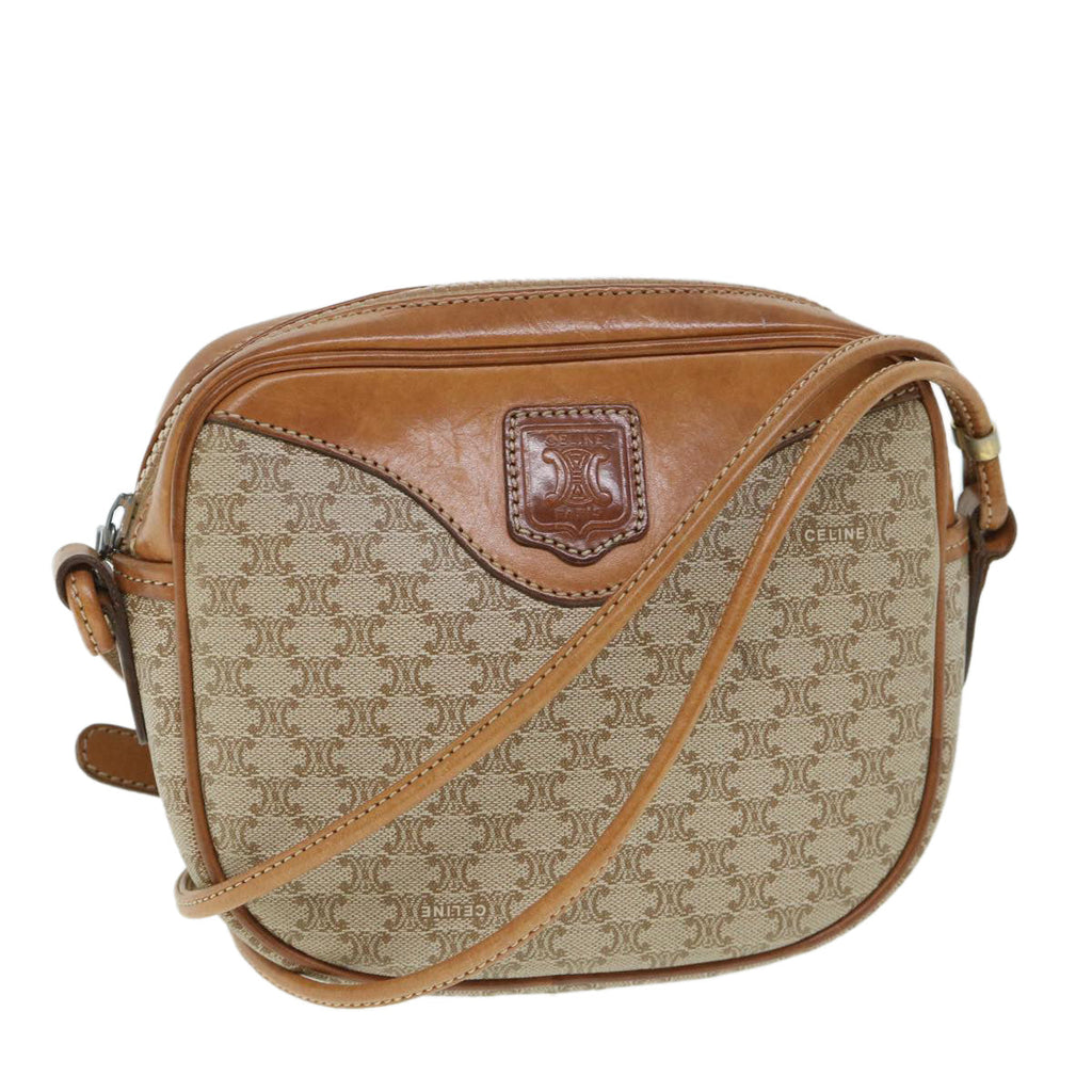 CELINE Macadam Canvas Shoulder Bag Beige  54801
