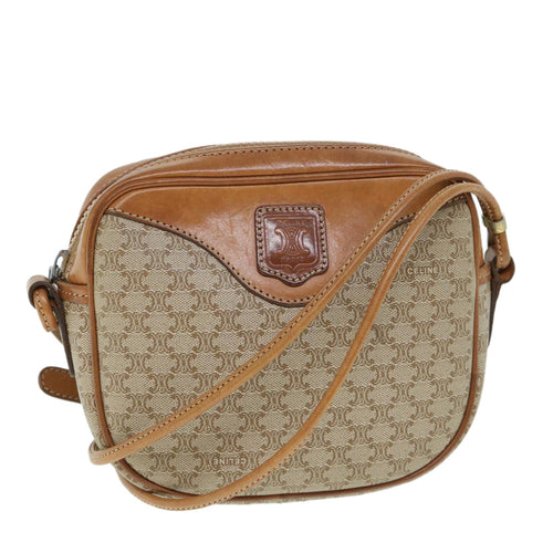 CELINE Macadam Canvas Shoulder Bag Beige  54801