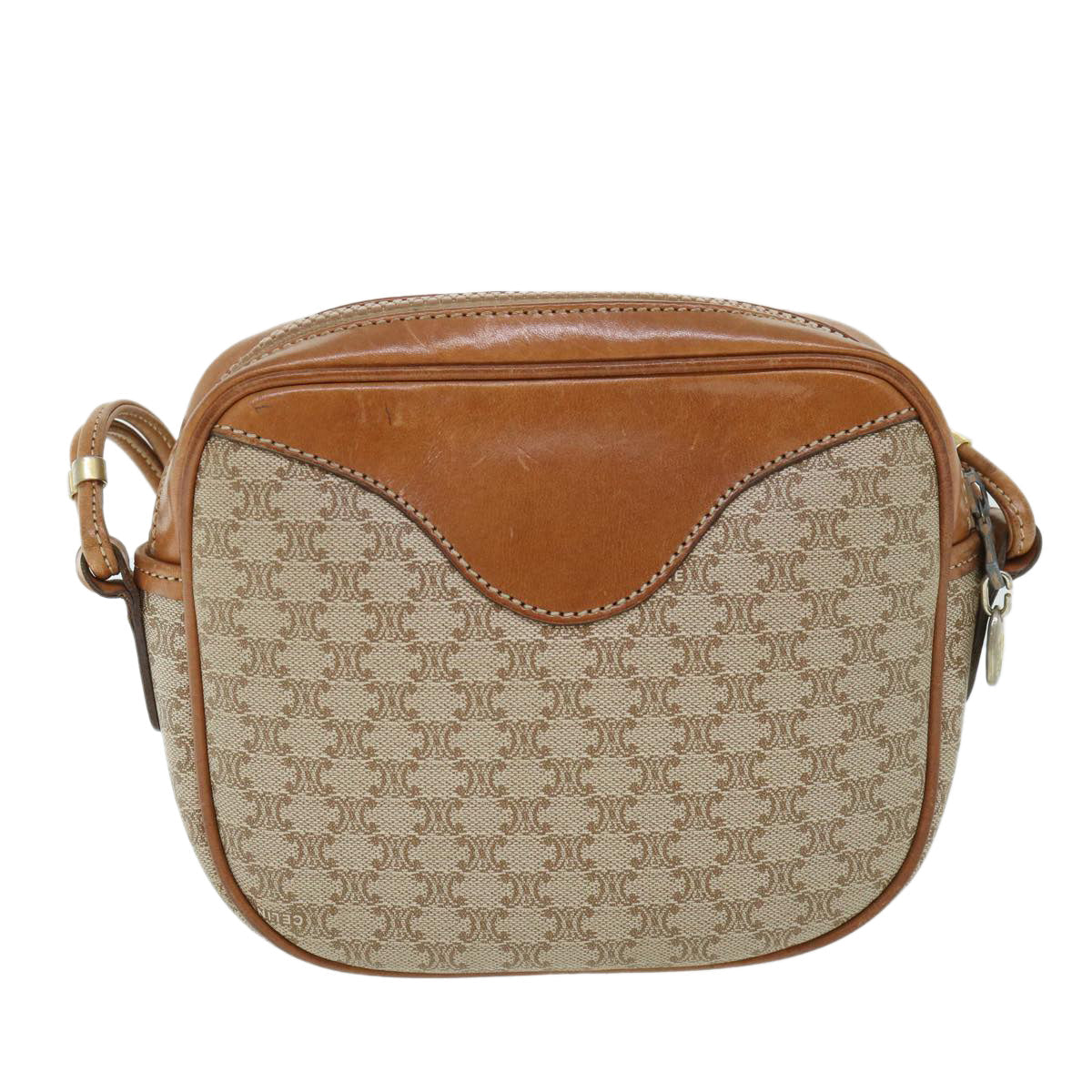 CELINE Macadam Canvas Shoulder Bag Beige  54801