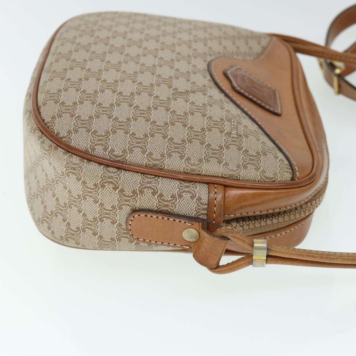 CELINE Macadam Canvas Shoulder Bag Beige  54801