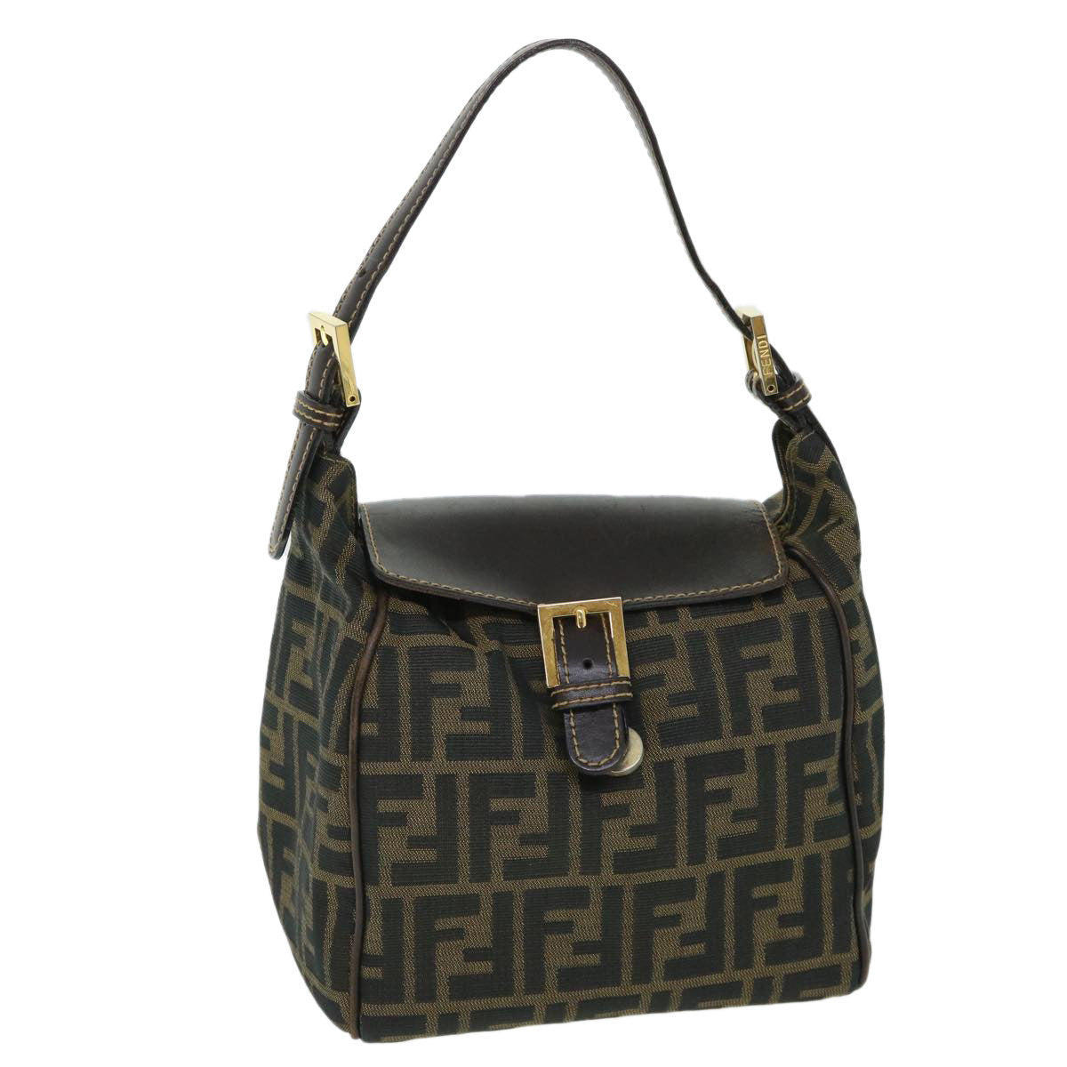FENDI Zucca Canvas Hand Bag Black Brown54803