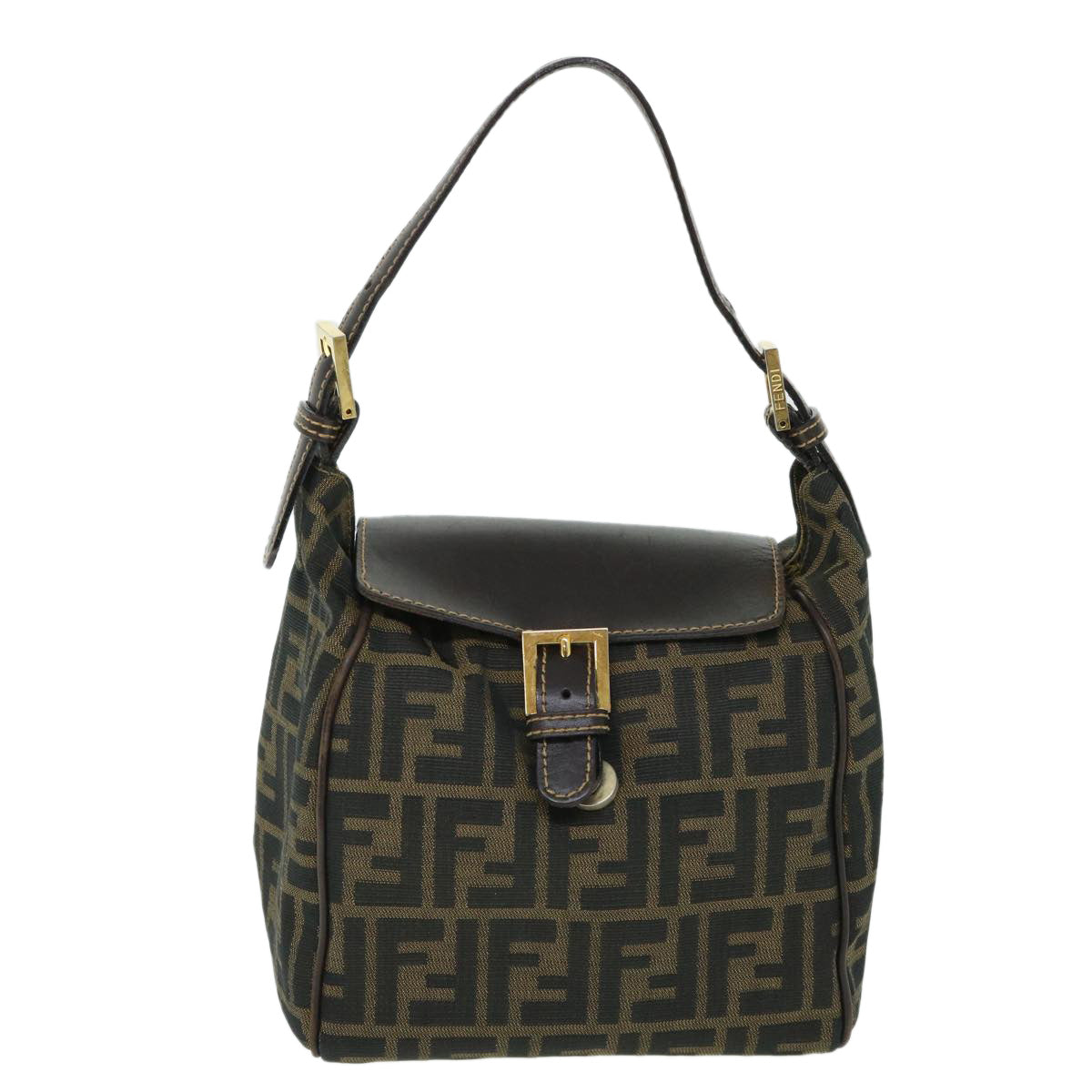 FENDI Zucca Canvas Hand Bag Black Brown54803