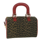FENDI Leopard Boston Bag Canvas Brown54817