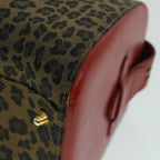 FENDI Leopard Boston Bag Canvas Brown54817