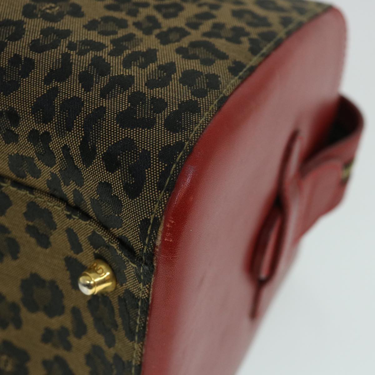 FENDI Leopard Boston Bag Canvas Brown54817